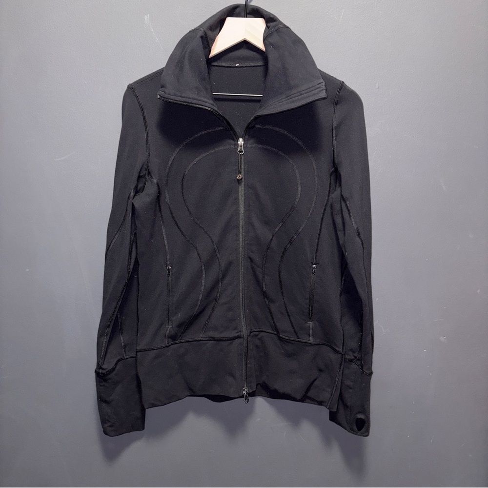 Lululemon In Stride Jacket Black Full Zip Long Sleeve Womens 8